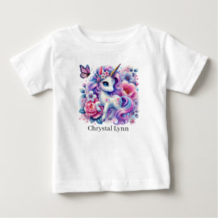 Camiseta De Bebé Cute unicornio agregar nombre fantasía