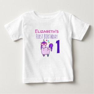 Camiseta De Bebé Cute Unicornio con gafas en forma de corazón cumpl