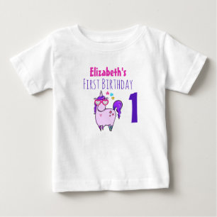 Camiseta De Bebé Cute Unicornio con gafas en forma de corazón cumpl