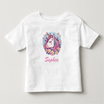 Cute Unicornio & Flores, Personalizar Nombre