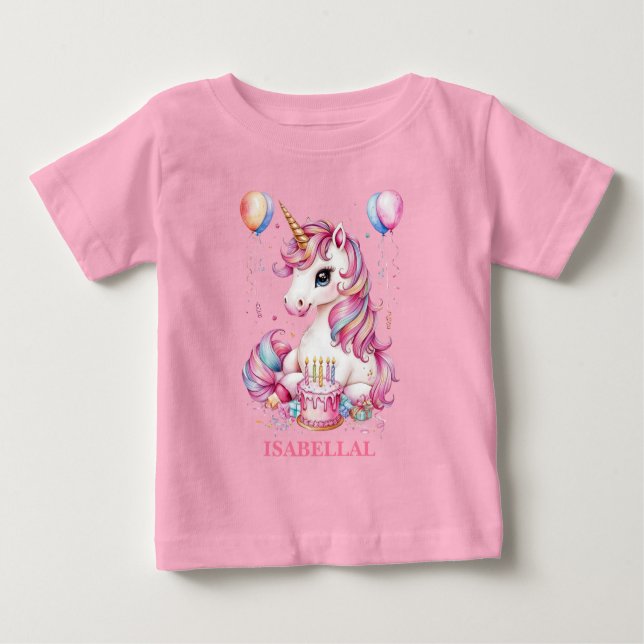 Camiseta De Bebé Cute unicornio mágica princesa cumpleaños infantil (Anverso)
