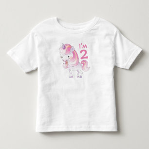 Camiseta De Bebé Cute Unicornio Rosa con la Edad del Niño