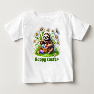 Camiseta De Bebé Cute unisex sloth Happy Easter 