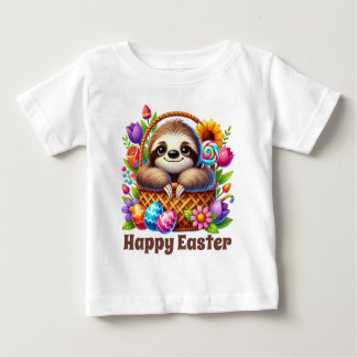 Camiseta De Bebé Cute unisex sloth Happy Easter 