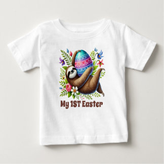 Camiseta De Bebé Cute unisex sloth Happy Easter Baby 