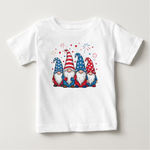 Camiseta De Bebé Cute USA Gnomos de Dibujos Animados Americanos-681