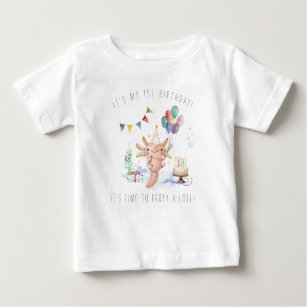 Camiseta De Bebé Cute Watercolor Axolotl Fiesta de cumpleaños