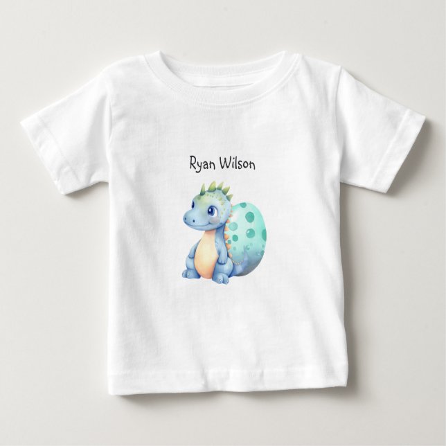 Camiseta De Bebé Cute Watercolor Bebé Dinosaurio  (Anverso)