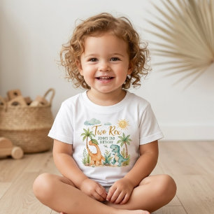 Camiseta De Bebé Cute Watercolor Dos Rex Dinosaur Cumpleaños 2