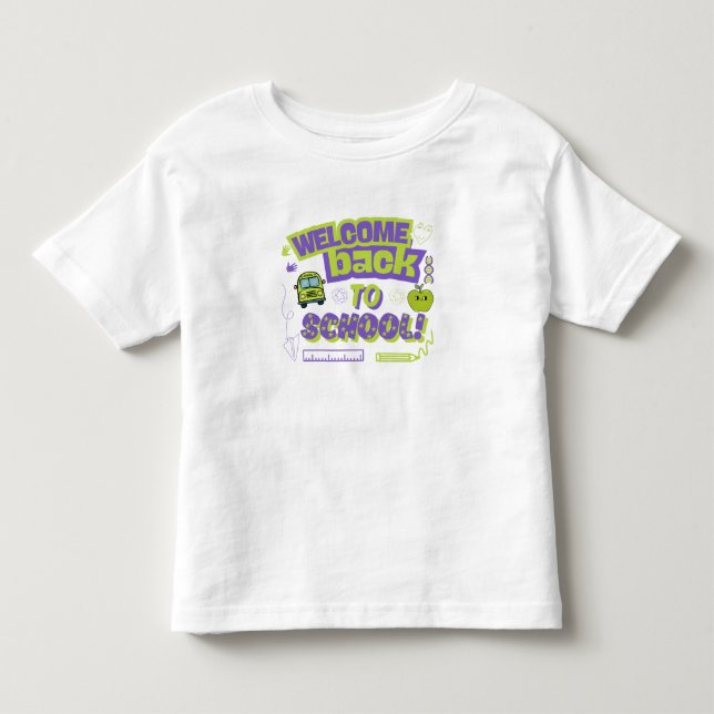 Camiseta De Bebé Cute Welcome Back To School Purple Green (Anverso)
