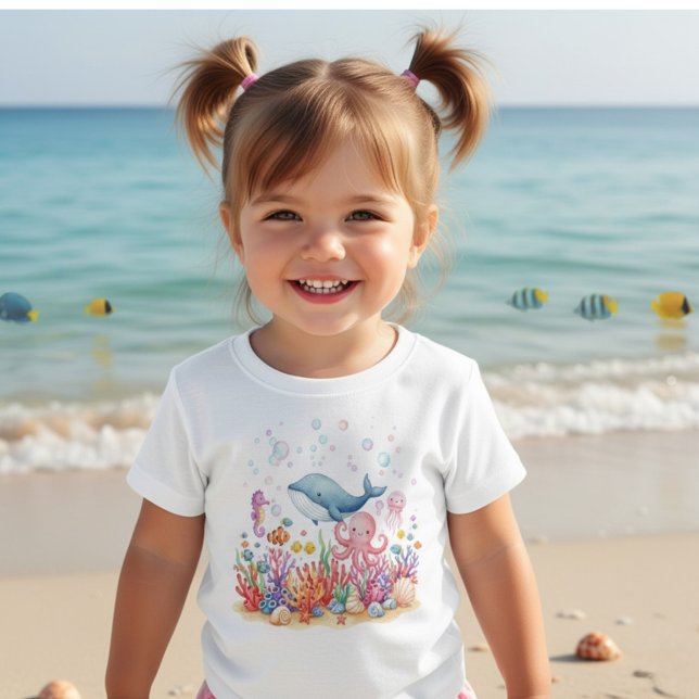 Camiseta De Bebé Cute Whale Octopus Under the Sea (Subido por el creador)