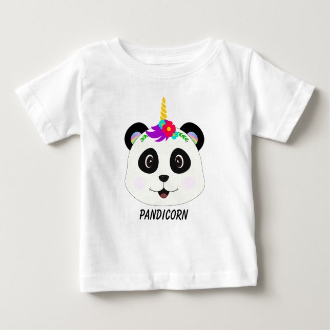 Camiseta De Bebé Cute Whimsical Panda Unicorn (Anverso)
