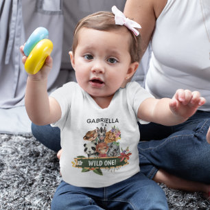 Camiseta De Bebé Cute Wild One Animales de la Jungla 