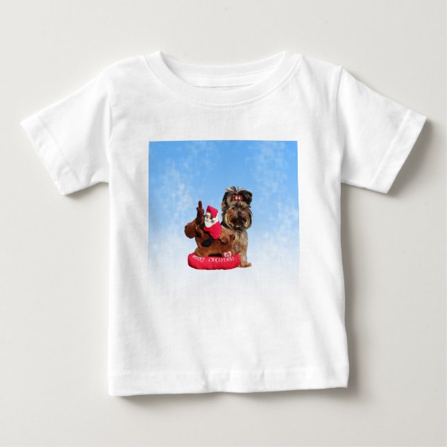 Camiseta De Bebé Cute Yorkshire Terrier Merry Christmas (Anverso)