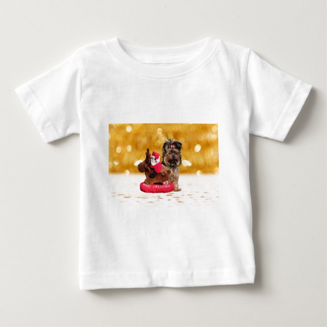 Camiseta De Bebé Cute Yorkshire Terrier Merry Christmas (Anverso)