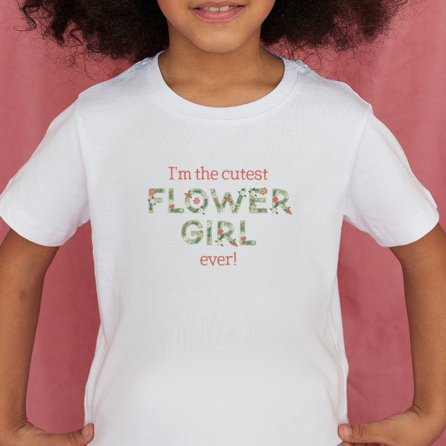 Camiseta De Bebé Cutest Flower Girl Ever Floral Text Boda (Subido por el creador)