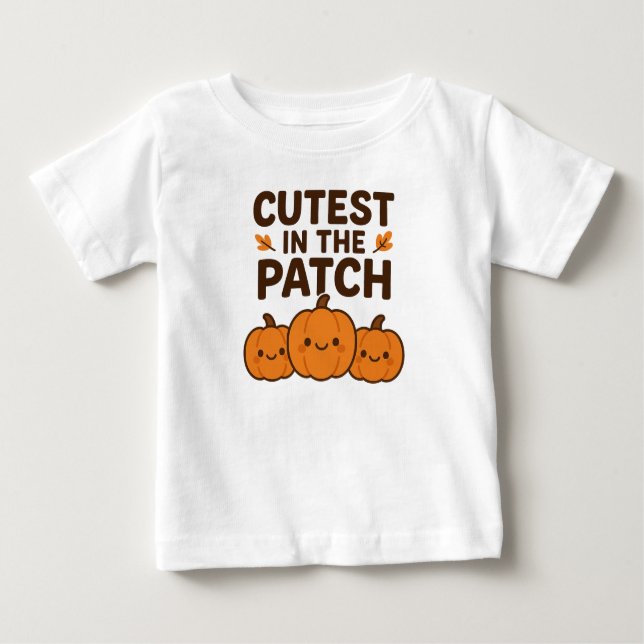 Camiseta De Bebé Cutest in the Patch – Pumpkin Fall Kids T-Shirt (Anverso)