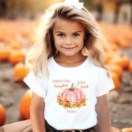 Camiseta De Bebé Cutest Little Pumpkin Fall Name Pink