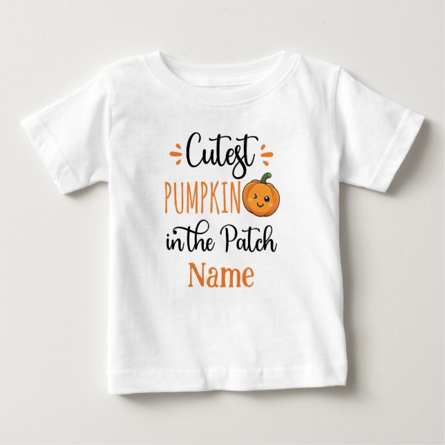 Camiseta De Bebé Cutest Pumpkin in the Patch Personalized (Anverso)