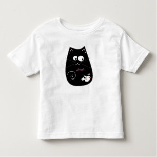 Camiseta De Bebé Cuto gato y pájaro con nombre personalizado