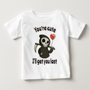 Camiseta De Bebé Cuto Grim Reaper con corazón romántico