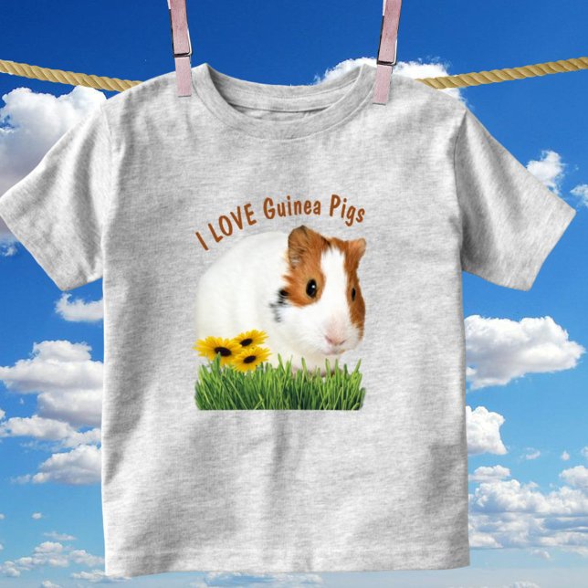 Camiseta De Bebé Cuto me encanta Guinea Cerdos Personalizado de gir (front side cute guinea pig design on kids tee)