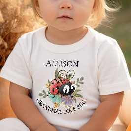 Camiseta De Bebé Cuto Whimsical Love Bug Ladybug Floral Name