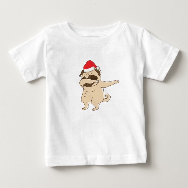 Camiseta De Bebé Dabbing Through The Snow Pug Ugly Christmas Sweate (Anverso)