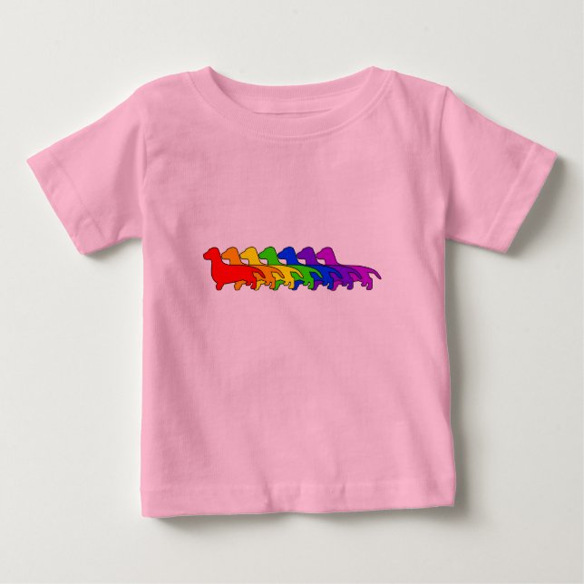 Camiseta De Bebé Dachshund del arco iris (Anverso)