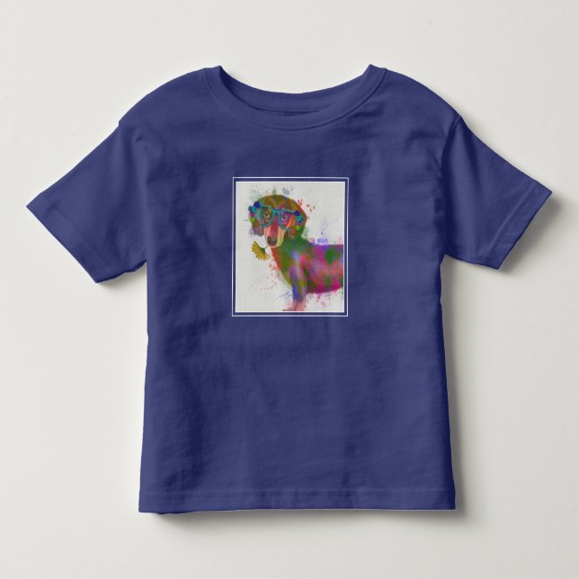 Camiseta De Bebé Dachshund & Glasses Splash Arcoiris (Anverso)
