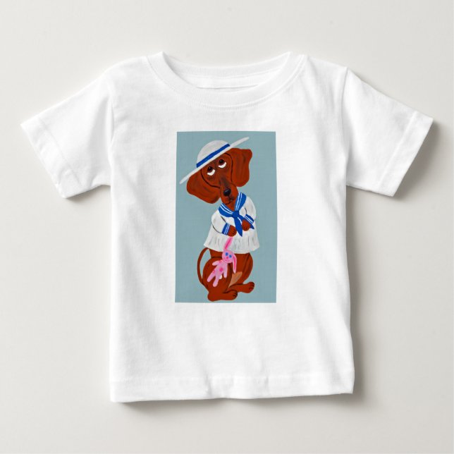 Camiseta De Bebé Dachshund in a Sailor Suit (Anverso)