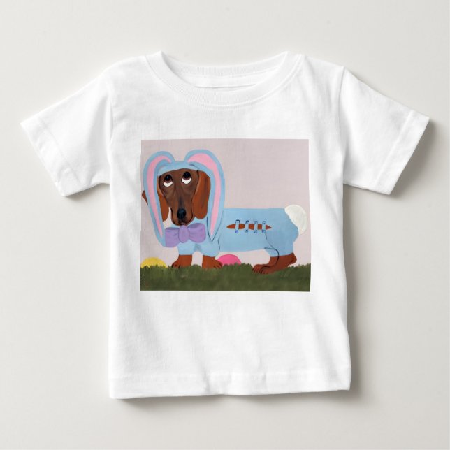 Camiseta De Bebé Dachshund in bunny costume (Anverso)