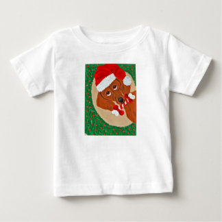 Camiseta De Bebé Dachshund Santa mirando a través de la corona