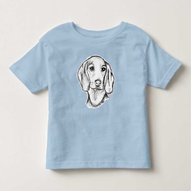 Camiseta De Bebé dachshund sketch a mano perro cachorro blanco negr (Anverso)
