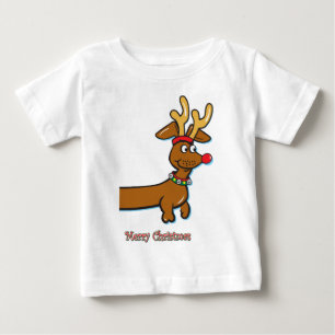 Camiseta De Bebé Dachshund vistiendo anillos para Navidades