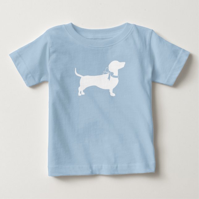 Camiseta De Bebé Dachshund Wiener Dog Baby Shower Blue Boy (Anverso)