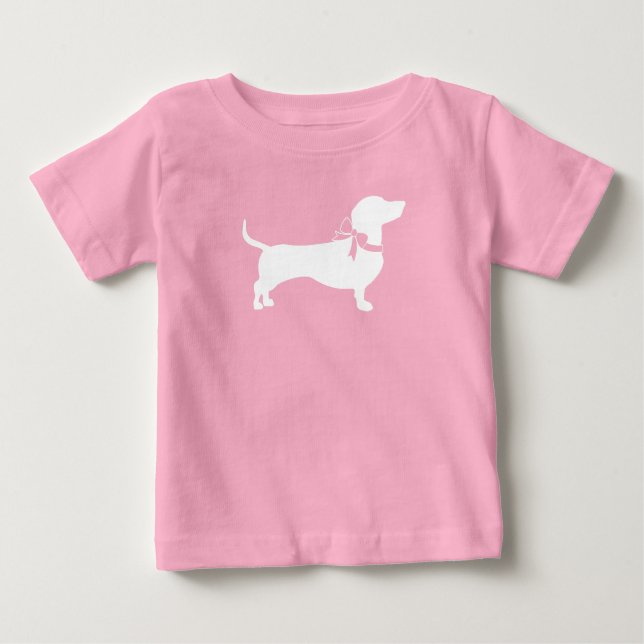 Camiseta De Bebé Dachshund Wiener Dog Chica rosa Baby Shower (Anverso)