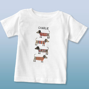 Camiseta De Bebé Dachshund Wiener Sausage Dog Personalizado