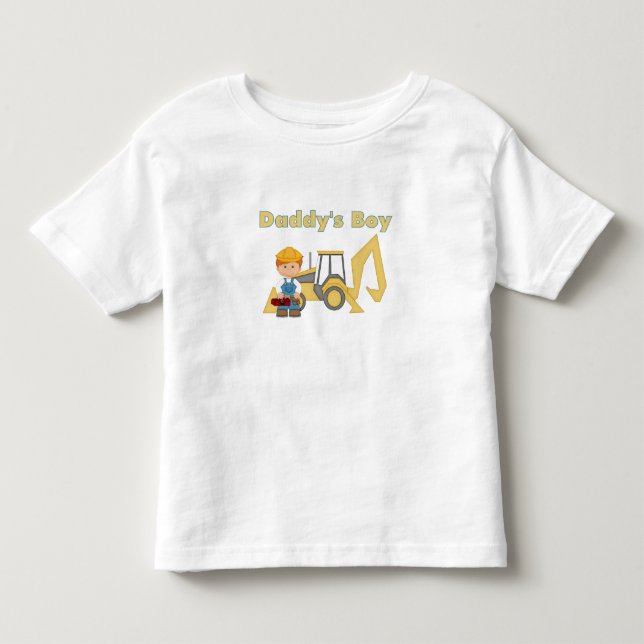 Camiseta De Bebé Daddy's Boy Retroexcavadora (Anverso)
