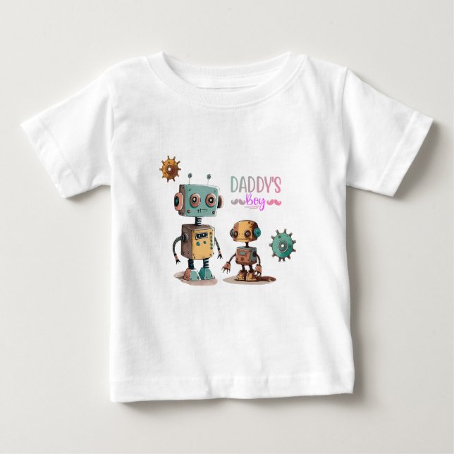 Camiseta De Bebé "Daddy's Boy" Robots diseño (Anverso)