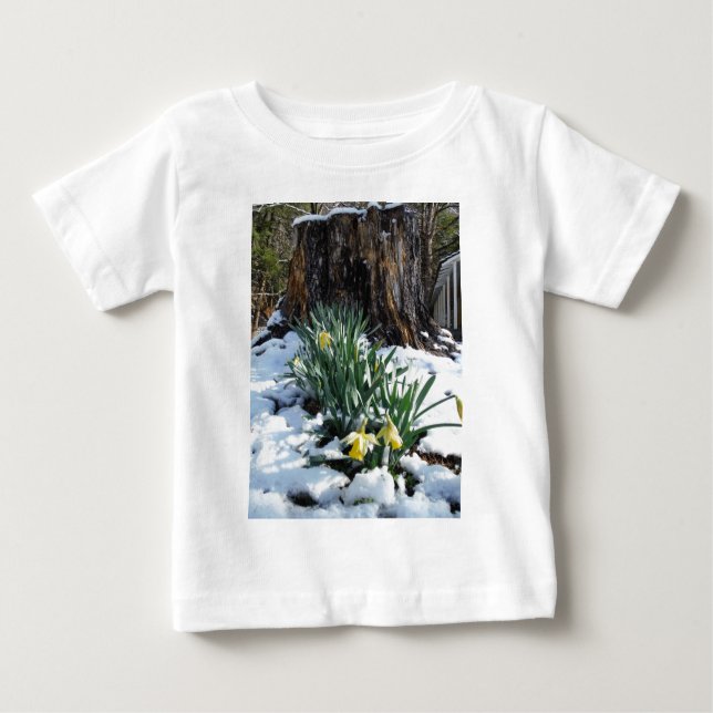 Camiseta De Bebé Dafpies amarillos en la nieve (Anverso)