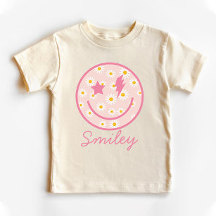 Camiseta De Bebé Daisy Smiley Cara Gráfico Pastel Rosa
