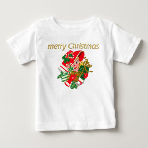 Camiseta De Bebé Dama Antigüa Sosteniendo Regalos de Navidad