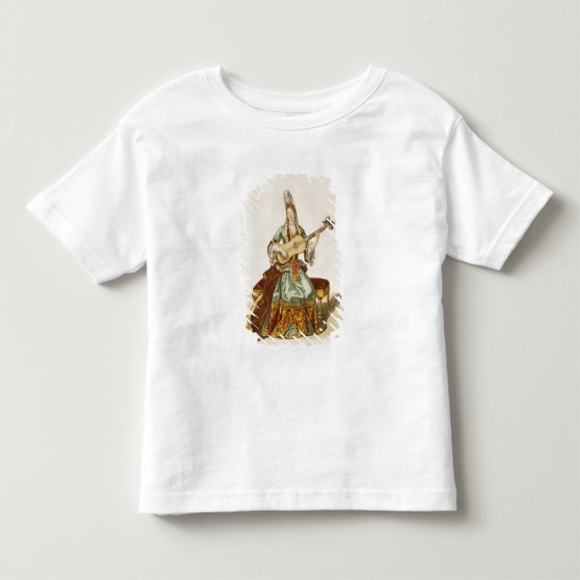 Camiseta De Bebé Dama de calidad tocando la guitarra, plato de moda (Anverso)