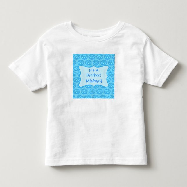 Camiseta De Bebé Damasco azul Es un nombre de hermano niños persona (Anverso)