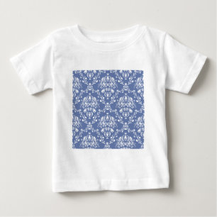 Camiseta De Bebé Damasco blanco y azul de guijarros