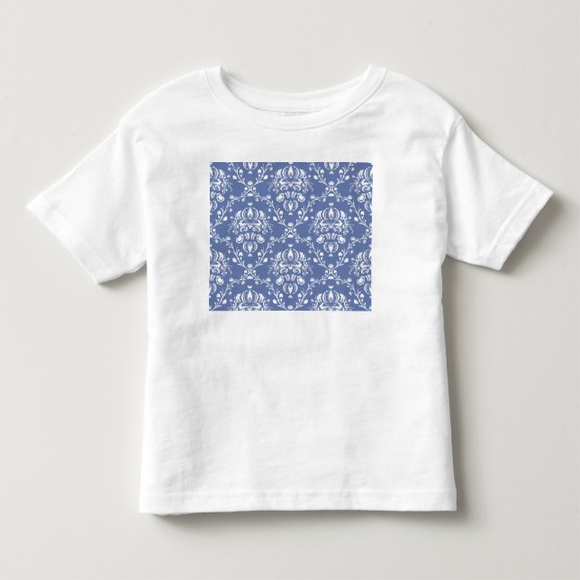 Camiseta De Bebé Damasco blanco y azul de guijarros (Anverso)