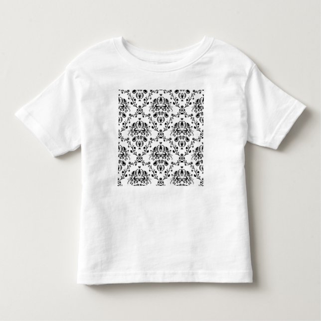 Camiseta De Bebé Damasco blanco y negro (Anverso)