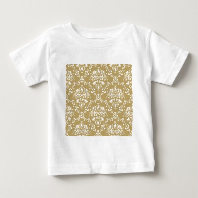 Camiseta De Bebé Damasco de cacao y crema (Anverso)