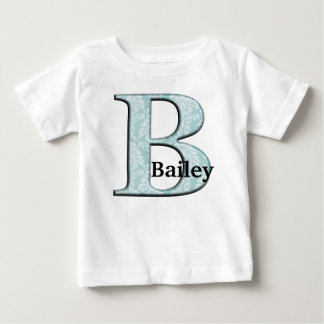 Camiseta De Bebé Damasco floral azul Imprimir las iniciales del mon